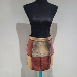 Glamorous Women's Patchwork Metallic Mini Skirt 6 Gold Pink Glam Y2K Statement